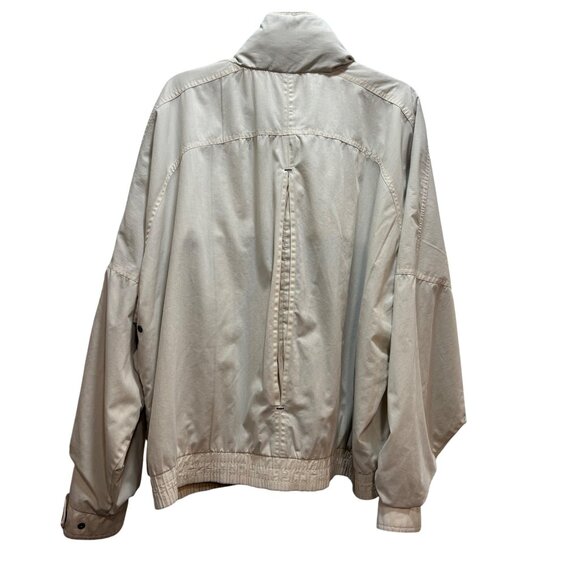 Men’s VTG Towncraft XL Beige Bomber Jacket Elastic Hem Multiple Pockets Hood - Picture 5 of 12